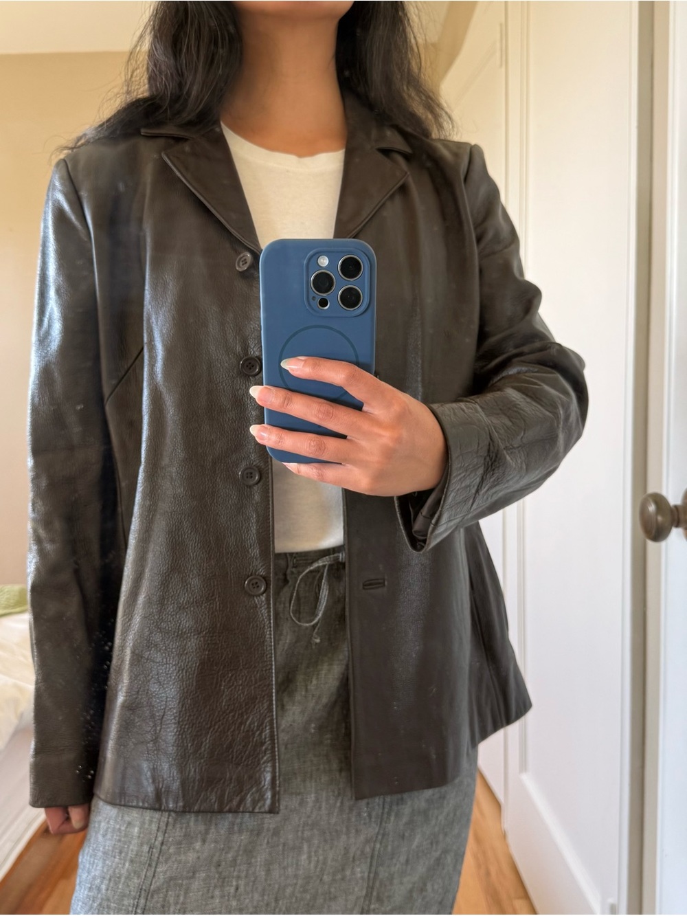 90s Vintage Brown Leather Jacket